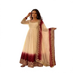 Nuevo Conjunto de Fiesta Elástico, Antiarrugas, Reversible, Largo hasta el Suelo, de Corte Regular, con Dupatta y Parte Inferior de Georgette - Product Image 1