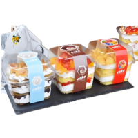 Boîte d'emballage alimentaire carrée transparente jetable en PET avec matériaux recyclés pour sandwichs, gâteaux, glaces et desserts
