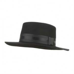 Sombrero Fedora Unisex 100% Lana, Negro, Retro, con Cinta Ancha, Parte Superior Plana, Casual, Transpirable, para Adultos, Todas las Temporadas - Product Image 3