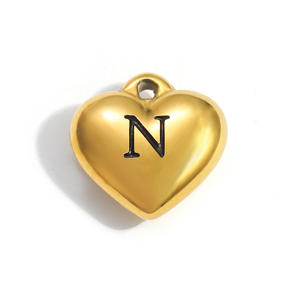 Colgante de corazón de acero inoxidable con letras del alfabeto para hacer collares, accesorios de joyería DIY, tamaño mediano, texto cóncavo impermeable - Product Image 4