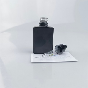 Flacon compte-gouttes carré plat personnalisé en verre dépoli noir transparent pour huile capillaire, huile essentielle, parfum 15ml 30ml 50ml - Product Image 2