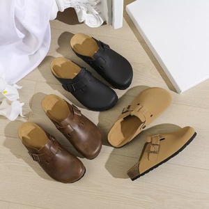 Dames & Heren Echt Lederen Gesloten Teen Platte Slippers Comfortabele Mode Buitenschoenen & Mules met Ademend Voering - Product Image 3