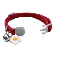Collier pour chien de couleur unie avec joli clochette et motif floral, en velours côtelé écologique, collier tendance pour petits chiens, vente en gros