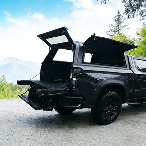 Cubierta de caja de camioneta de aluminio impermeable y adaptable para todo tipo de clima, tipo toldo, para SILVERADO 1500 2019+ 5.8FT, con portaequipajes antirrobo - Product Image 2