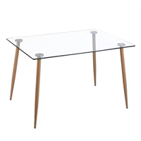 Table de salle à manger rectangulaire nordique en MDF avec plateau et pieds en bois, vente chaude, directement de l'usine