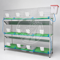 Nouvelle cage à lapins commerciale Agricon à 4 niveaux de type H, en treillis métallique galvanisé à chaud, avec système de valve d'abreuvement automatique, pour 9 à 24 lapins