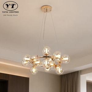 Lustre moderne en verre finition or, hauteur réglable, pour salle à manger, salon, chambre à coucher, intérieur, lumière chaude G9 - Product Image 1