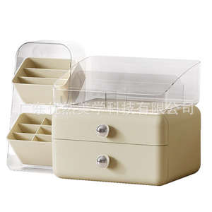 Cosmetic Storage <b>Box</b> Desktop Drawer Organizer Multifunction <b>Makeup</b> Holder With Clear Lid And Dividers For Skincare And Lipstick - Product Image 1