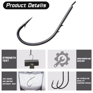 Vente en gros usine Hameçons de pêche porte-appâts à pointe plate en acier à haute teneur en carbone 4X renforcés, avec 2 emmanchures et pointe décalée pour appâts versés - Product Image 4