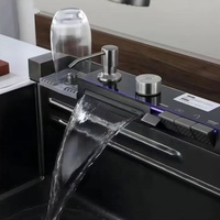 Fregadero de Cocina Grande y Lujoso de Acero Inoxidable con Grifo Multifuncional Tipo Cascada, Económico para Lavar Platos en Hoteles