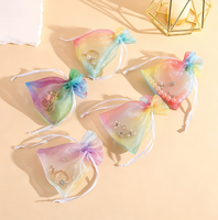Pochette cadeau personnalisée en organza polyester à cordon pour bijoux, promotion de Noël, sac à dégradé de couleurs