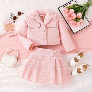 Ensemble 2 pièces <span class=keywords><strong>pour</strong></span> enfants automne : Veste en coton à manches longues avec col rabattu et <span class=keywords><strong>jupe</strong></span> plissée <span class=keywords><strong>pour</strong></span> petite fille - Vente en gros - Product Image 1