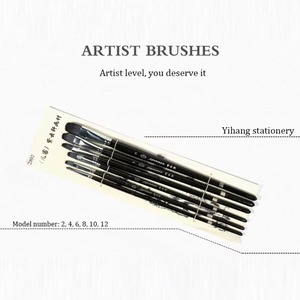 6 pinceaux à tête ronde en poils de belette, poils mélangés, manche en bois noir, fournitures d'art, pinceaux pour peinture à l'huile, pinceaux pour aquarelle, fournitures d'art - Product Image 5
