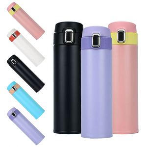 500ml Stainless Steel Insulated Double Wall Thermos Water <b>Bottle</b> Flask <b>Coffee</b> Cup With Button Press for Gift - Product Image 1