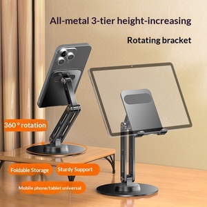 Support de téléphone portable pliable et rotatif à 360° <span class=keywords><strong>en</strong></span> métal, avec support robuste, compatible pour les cours <span class=keywords><strong>en</strong></span> <span class=keywords><strong>ligne</strong></span> et les appels vidéo - Product Image 2
