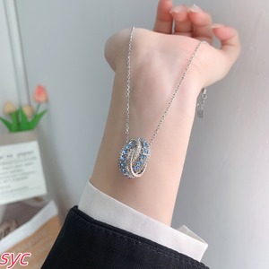 Collana Trendy di Design con Cristalli Naturali Colorati e Lucidi a Doppio Cerchio, Regalo per Donne e Coppie - Product Image 5