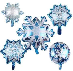 Hot selling Winter Frozen Snowflake Foil Mylar Balloon Party Balloons Christmas New Year Snowflake helium balloons