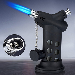 Encendedor de Gas butano recargable de chorro de Metal a prueba de viento llama encendedor de cigarrillos de comida personalizado al por mayor para cigarros Cocina Barbacoa - Product Image 1