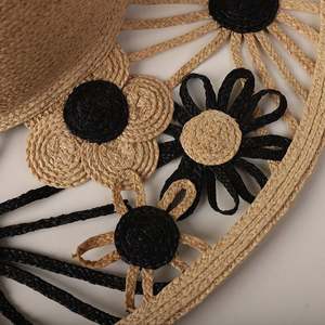 Nouvelle Arrivée 2025 Printemps-Été – Chapeau de Soleil Souple en Paille Raphia à Large Bord pour Femme, Motif Floral Élégant, Idéal Voyage et Plage, Creux et Ajouré - Product Image 3