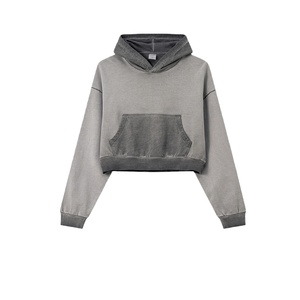 Sudadera con Capucha para Mujer TKAN529D, 380GSM, 100% Algodón Terry, Lavado Ácido, Gruesa, Transpirable, con Contraste de Color, Estilo Urbano, Alta Calidad, Casual - Product Image 2