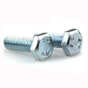 Hex Bolt M12x120 Blue And White Zinc Carbon Steel Full Thread Grade A - Product Image 2