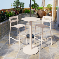 Salle à manger moderne extérieure en alliage d'aluminium tabouret de bar latéral pour café chaise de jardin hôtel patio club ensemble de table de bar haut