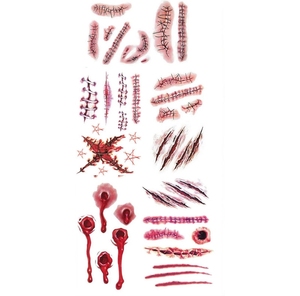 Pegatinas de Tatuajes Realistas de Halloween, Heridas de Sangre, Arte Corporal Temporal, Decoración Económica para Halloween - Product Image 3