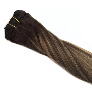 Jasmine Factory Double Drawn Remy Machine Weft Hair Extensions 100% Machine Sewing Double Weft Colored Human Hair Weft Extension - Product Image 4