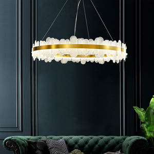 Simple Modern Indoor Hotel Decorative Hanging Chandelier Round Gold Glass <b>Ceiling</b> Pendant <b>Light</b> - Product Image 6