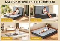 Dreifach Faltbare Gel-Memory-Foam-Matratze, 6 Zoll Queen-Size Tragbare Klappbare Boden-Gästebett mit Abnehmbarem Waschbarem Bezug