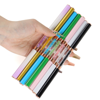 Pinceau à ongles avec logo personnalisé, 100% poils de Kolinsky, manche multicolore avec strass, ensemble professionnel de 5 pinceaux pour le nail art et le gel UV