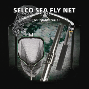 Selco mer pêche à la mouche filet à main flottant en caoutchouc enduit poisson atterrissage pliable conception télescopique - Product Image 3