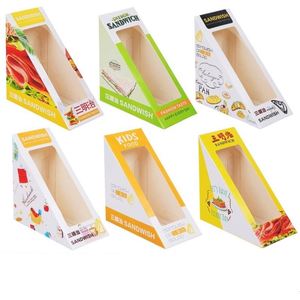 Triangular Transparent <b>Window</b> Sandwich Bakery Cake Packaging Box Disposable Paper Food Packaging Box Kraft Paper Takeaway Box - Product Image 1