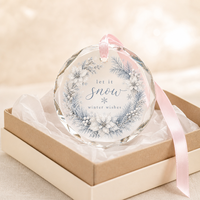 Pendentif en verre cristal rond avec bord biseauté facetté, impression de texte personnalisée et boîte cadeau pour cadeau de Noël