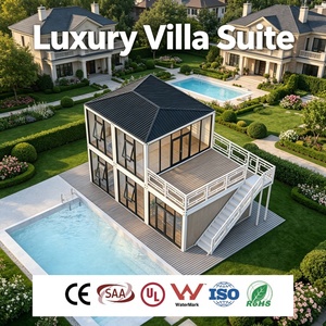 <span class=keywords><strong>Villa</strong></span> Prefabricada Modular Desmontable <span class=keywords><strong>con</strong></span> Vidrio de Piso a Techo y Terraza <span class=keywords><strong>con</strong></span> <span class=keywords><strong>Piscina</strong></span> Infinita para Alquiler Turístico de Alta Gama - Product Image 1
