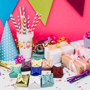 Boîtes en papier à bonbons avec motif de papillons multicolores, pour mariage, fête, chocolat, fête de mariage, fête d'anniversaire - Product Image 5