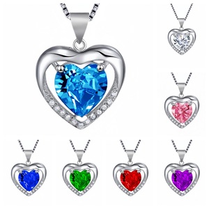 Collana pendente per gioielli <span class=keywords><strong>donna</strong></span> con diamanti eterni a forma <span class=keywords><strong>di</strong></span> <span class=keywords><strong>cuore</strong></span> blu collana alla moda per <span class=keywords><strong>donna</strong></span> - Product Image 1
