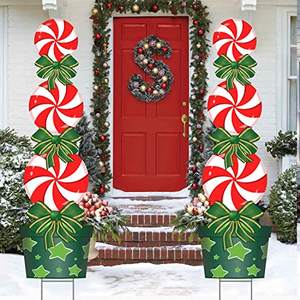 Décorations de Noël en plein air Xmas <span class=keywords><strong>Yard</strong></span> Stakes Signs Giant Holiday Decor Outdoor for Lawn Pathway Walkway Candyland Themed Party - Product Image 1