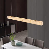 Lustre en marbre naturel à prisme lumineux pour plafond haut, idéal pour restaurant, villa, bar – Suspension longue à motif lumineux