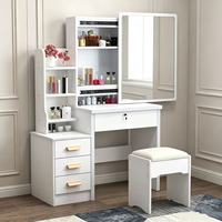 Meuble de rangement de chambre à coucher de style minimaliste moderne, coiffeuse miroir avec design à cloisons et miroir LED pour chambre à coucher