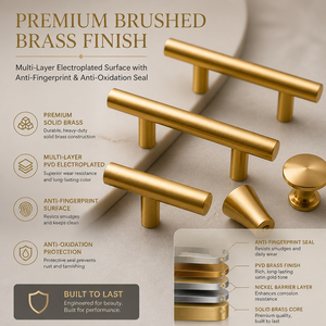 Minimalist Brass Furniture <b>Handles</b> And Knobs For Cabinet Kitchen Bar Shape Durable <b>Gold</b> Finish - Product Image 4