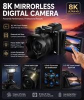 Kamera Digital Profesional Ringkas DLC DC226 yang Hemat Biaya dengan Layar Sentuh IPS 3,2 Inci dan Lensa Ganda untuk Pemotretan Multi-Skenario