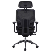 Chaise de bureau exécutive moderne Anji en maille avec design ergonomique, réglable en hauteur, base pivotante à cinq branches et repose-pieds