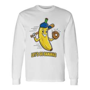 Camiseta de manga larga para niños Banana Fruit Lovers, diseño Lets Go Bananas, cuello redondo, deportes y juegos, serigrafía - Product Image 1