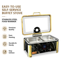 Chauffe-plat électrique intelligent en acier inoxydable noir YT pour buffet, double chauffage humide et sec, contrôle numérique, idéal pour les mariages et événements.