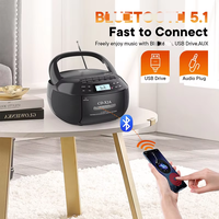 Lecteur de CD rétro avec BT USB Radio FM/AM Enregistreur de cassettes pour étudiants Lecteur de disques portable