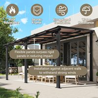 14' x 10' Schwerlast-Carport für Terrasse, Anlehn-Pergola mit Schrägdach, große wandmontierte pulverbeschichtete Markisen & Sichtschutz