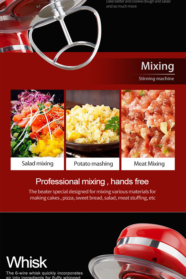 Amazon Hot Sale 4L Electrical Stand Dough Mixer 3 in 1 Food Processor Cake Bread Maker Machine