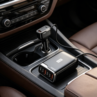 Module de chargeur de voiture électrique multi-ports 117W PD 3.0 à charge rapide, 6 ports USB, 2 ports Type-C, matériau ignifuge détachable, écouteurs