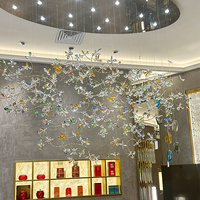 Lustre moderne en cristal en forme de branche de fleur, décoration de salon, luminaire artistique créatif unique pour plafond